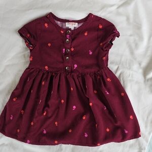 Cat & Jack Burgundy Dress with Pink and Orange Dot Print